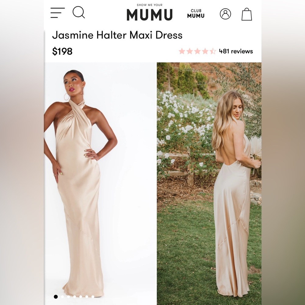 Show Me Your Mumu Jasmine Halter Maxi Dress - Size SMALL in Champagne